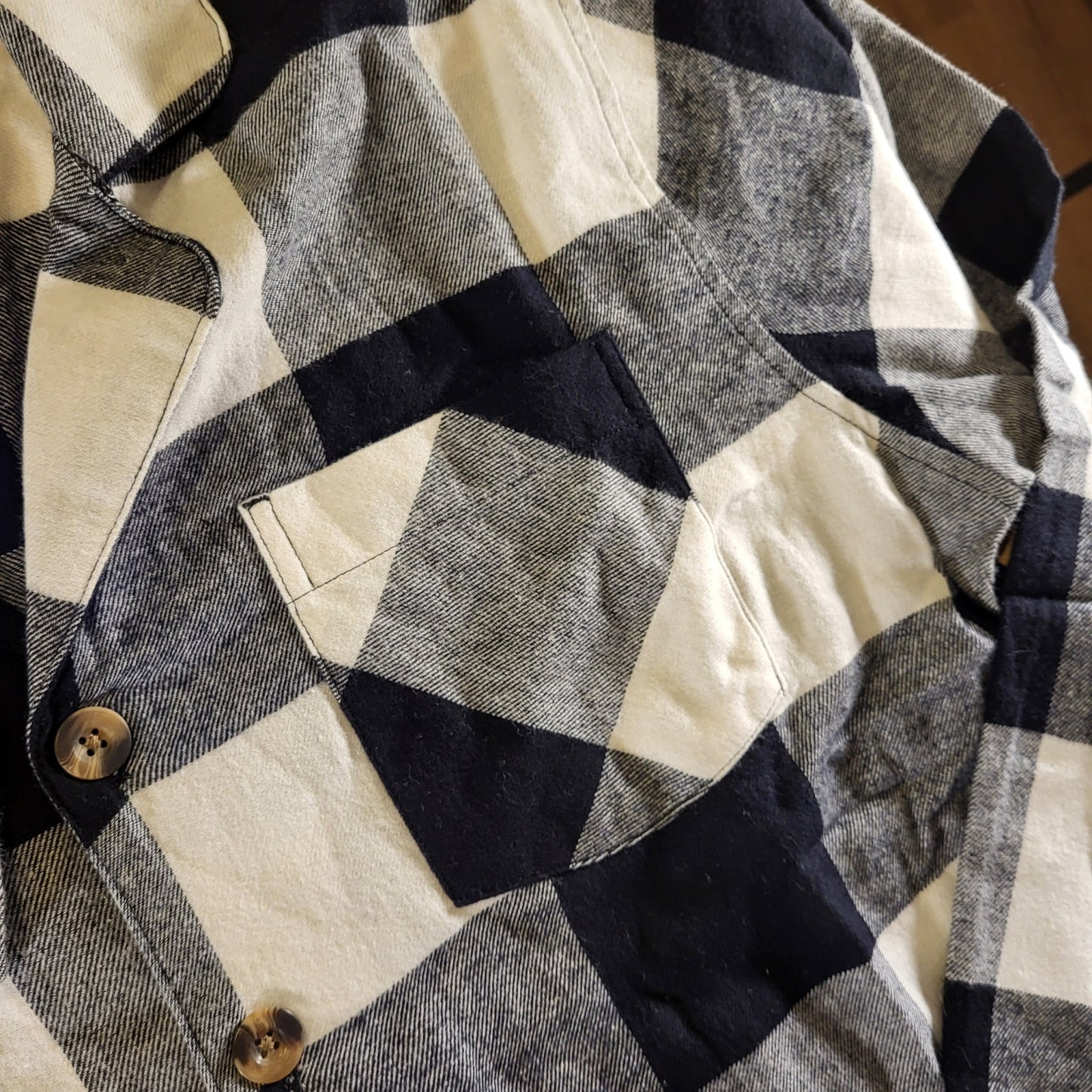 NWT Old Navy Black & White Buffalo Check Flannel Pajama Set Large