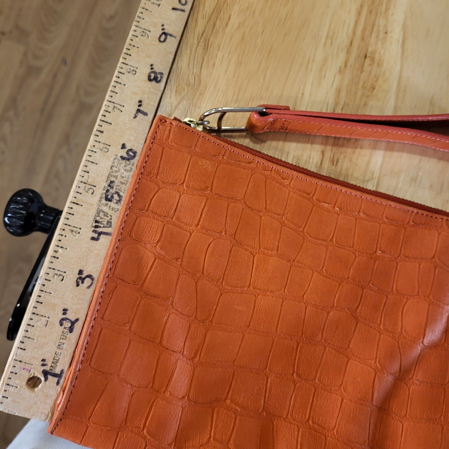 Talbots Pink Crocodile Leather Wristlet Bag Clutch Purse