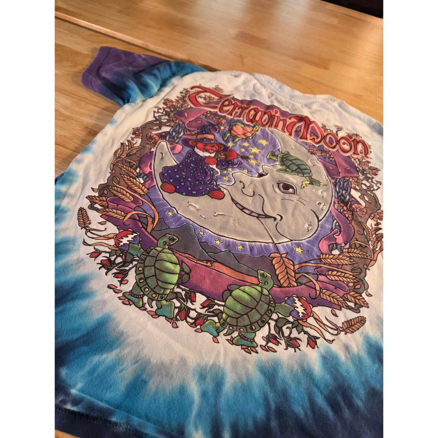 Vintage Liquid Blue Tie Dyed The Grateful Dead Terrapin Moon Sm Purple Blue