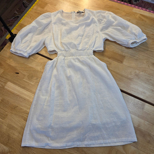 HFYVE  Jersey knit cut outside elastic mini dress white cotton size medium