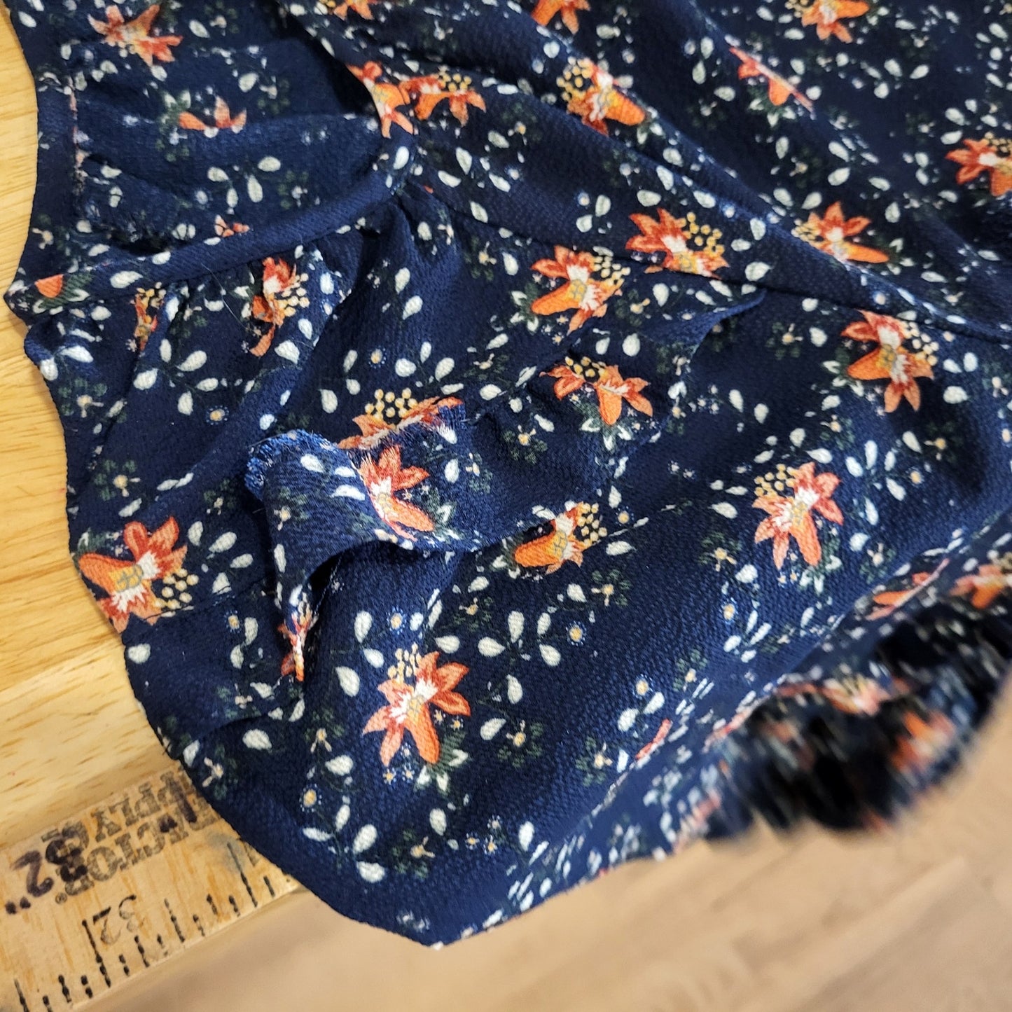 Max Studios Blue Floral Long Sleeve Mini Dress Tiered Ruffle Medium