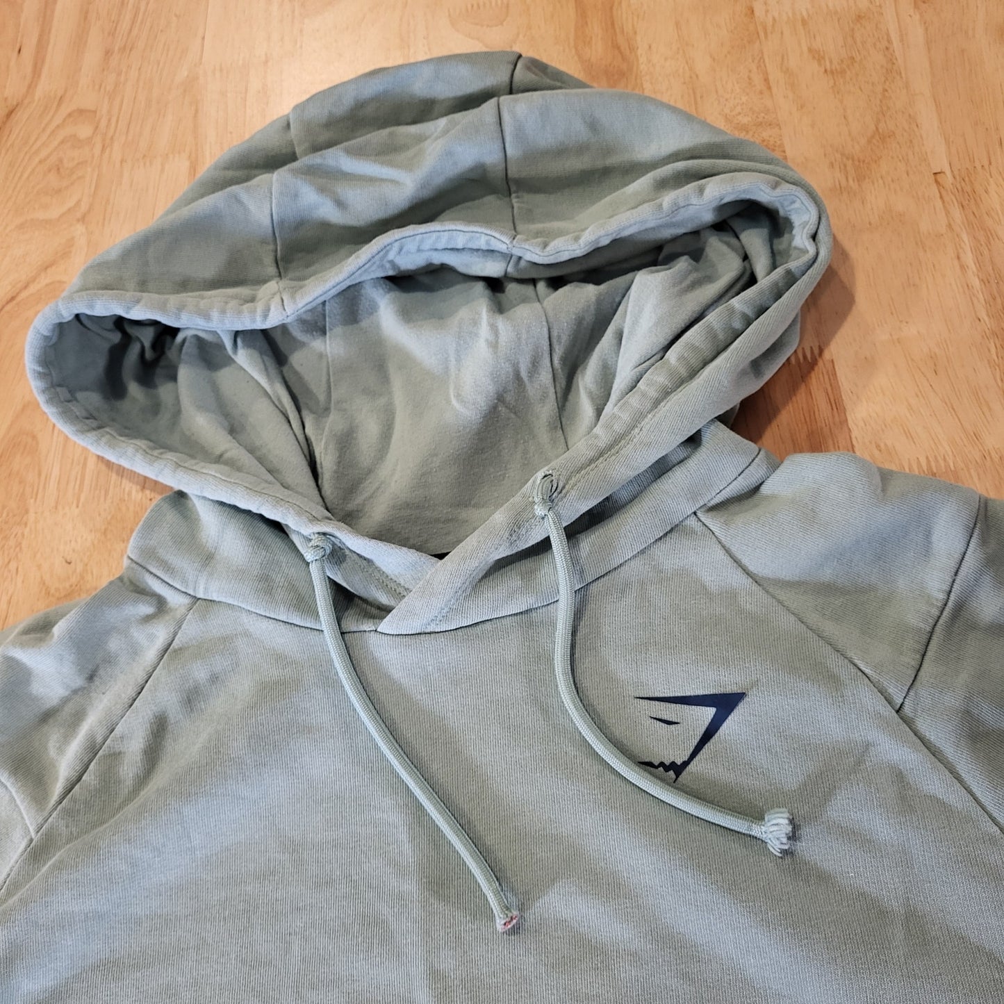 Gym Shark Mint Green Pullover Hoodie Small Back Graphic 21" P2P