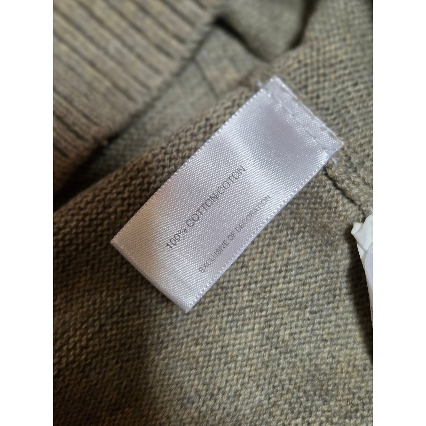 Cutter Buck Beige Brown Close  Knit 1/4 Zip Pullover Sweater 100% Cotton 25" p2p