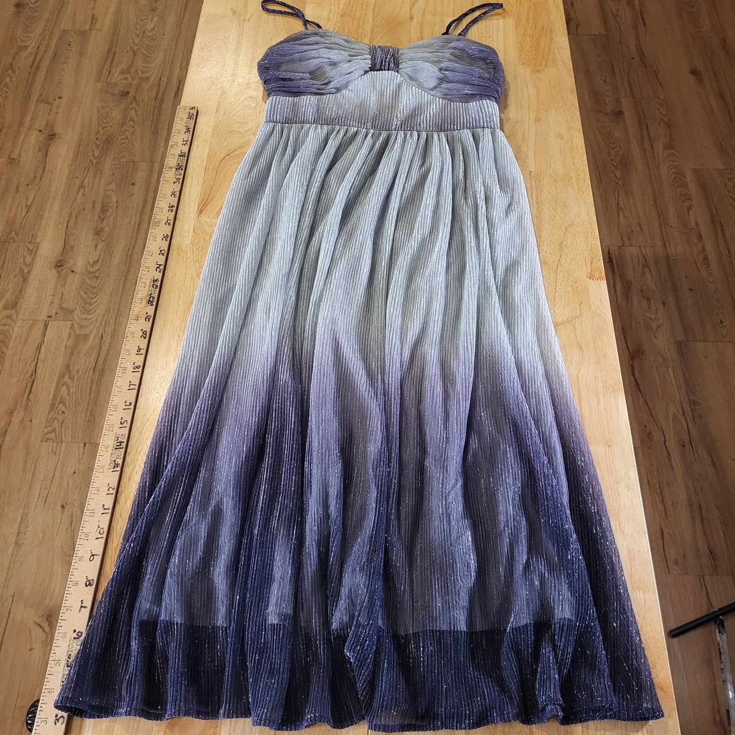 Traffic People Purple Metallic Ombre Sleeveless Empire Stretch Tea Length S