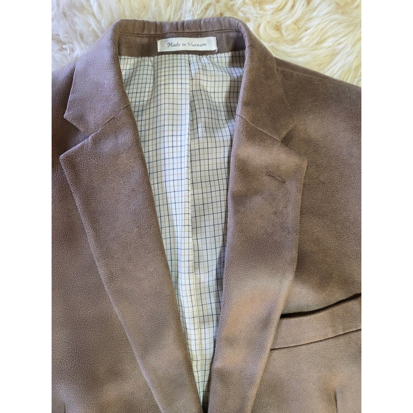 Polo Ralph Lauren Beige Microsuede Sport Coat Blazer Leather Feel 23" p2p 30" lg