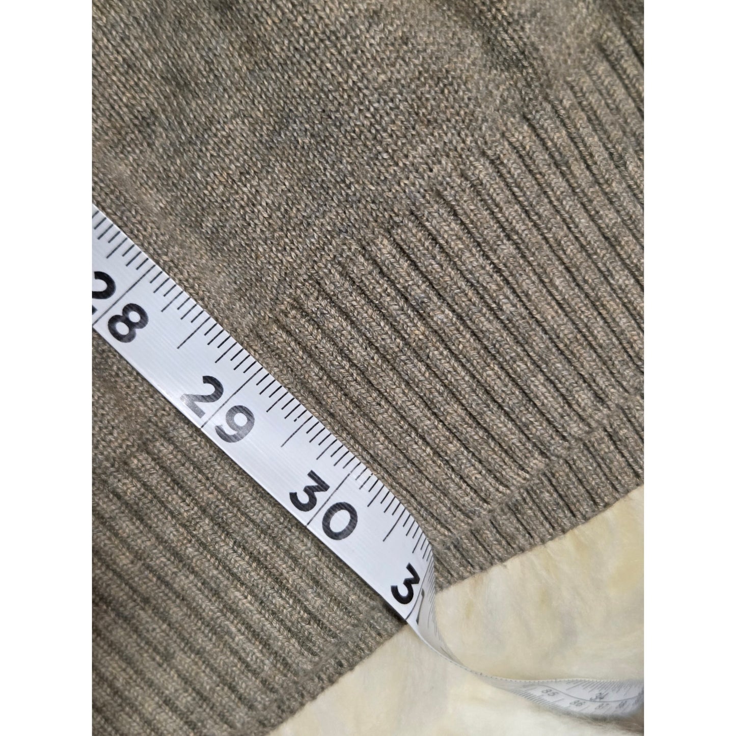 Cutter Buck Beige Brown Close  Knit 1/4 Zip Pullover Sweater 100% Cotton 25" p2p