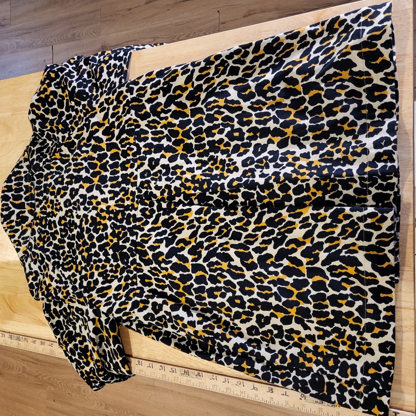 New York & Company 100% cotton leopard print midi  coat jacket denim x-small