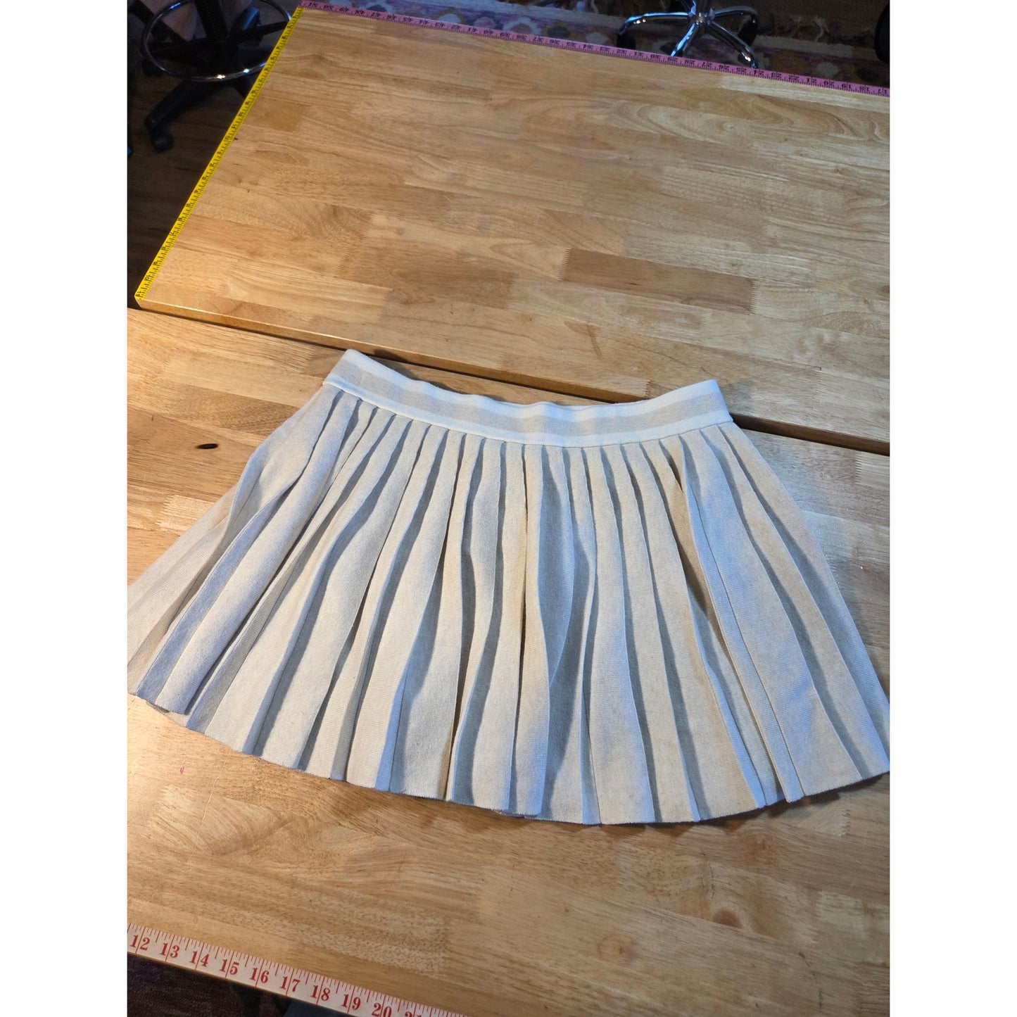 NWT Aerie knit pleaded tennis skirt khaki white stripe contrast extra large