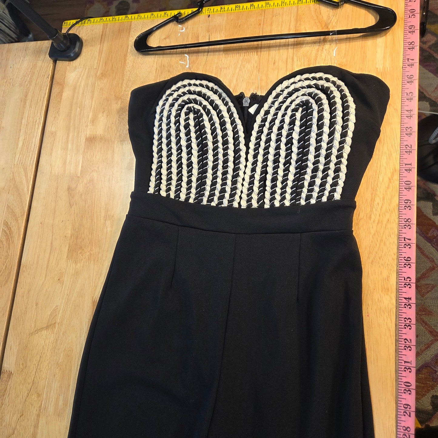 Valentine Black Jumpsuit black wide legs embroidered bust sleeveless medium