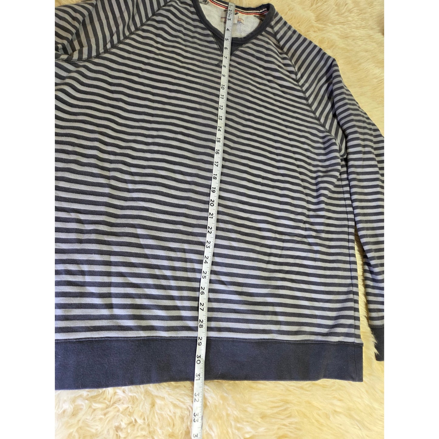 Land's End Serious Sweats Gray Striped Pullover Sweatshirt Jersey Knit Thick XL