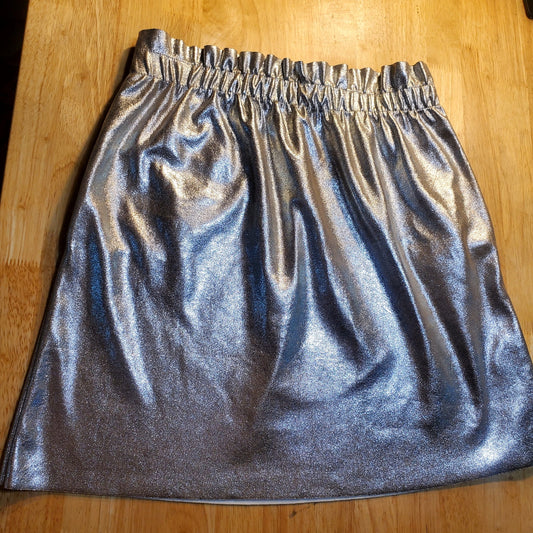 Zara Knit Stretch Metallic Paper Bag Elastic Waist Mini Skirt 28" Waist