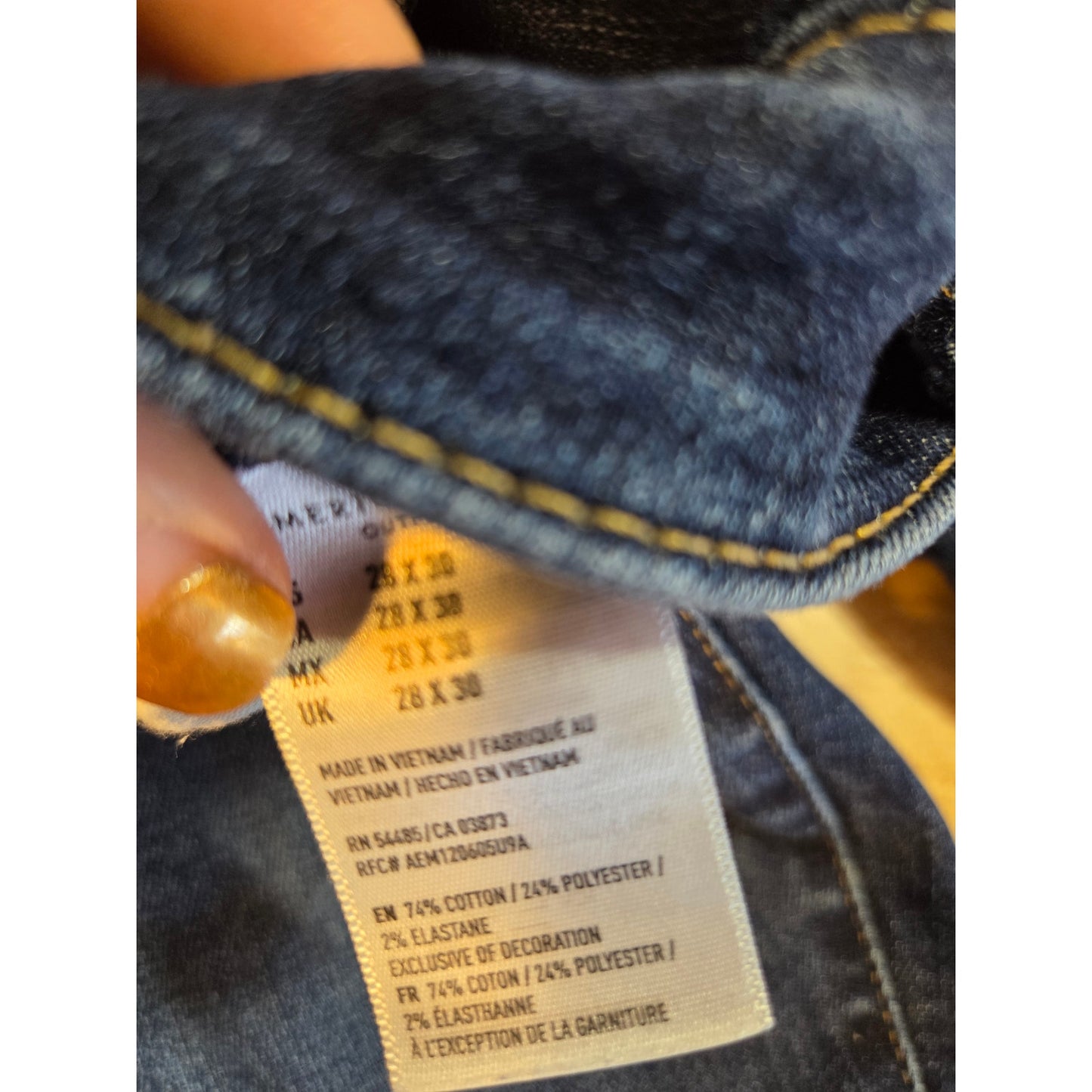American Eagle 28x30 next level airflex skinny medium dark wash distressed jeans