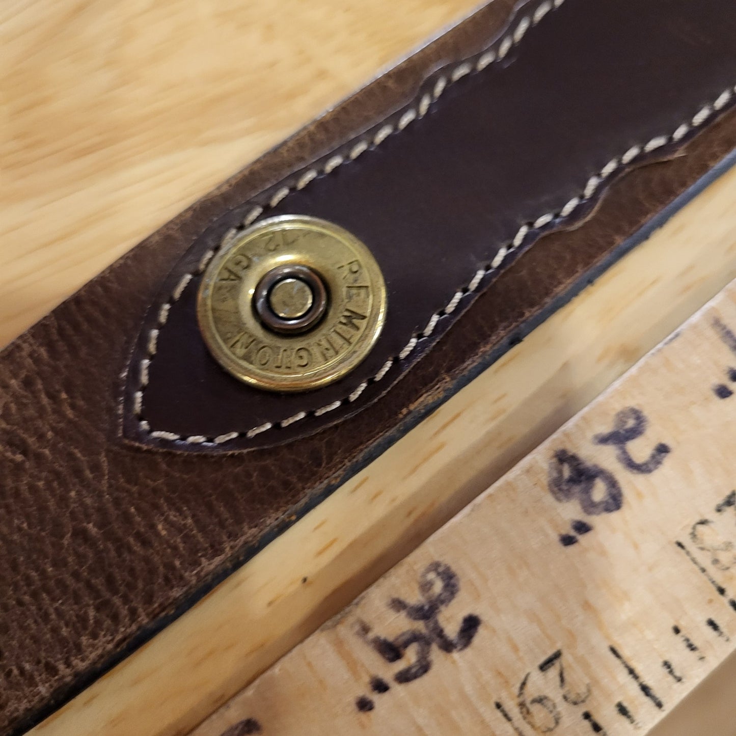 Remington 100% Leather Brown Shotgun Shell Belt 54" Missing Piece