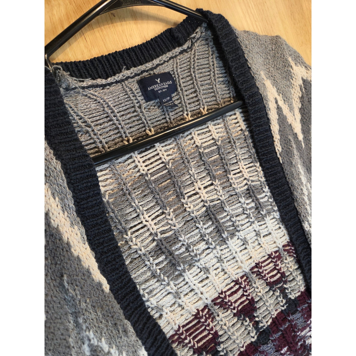 American Eagle Outfitters extra small medium length knit cardigan Fair Isles