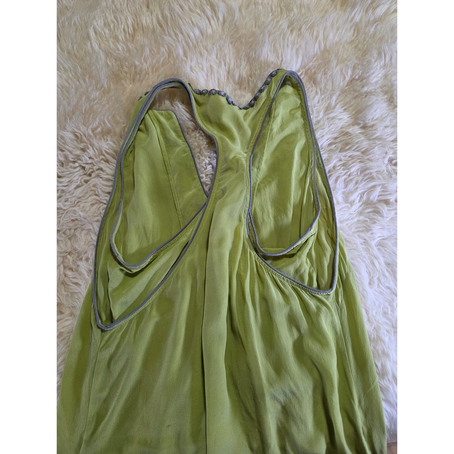BCBGMAXAZRIA Green 100% Silk Sleeveless Tank Dress Mini Racerback M