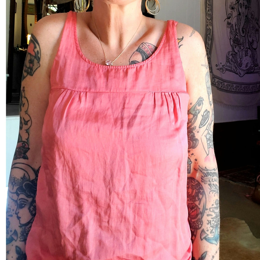 Massimo Dutti Pink Salmon Silk Tank Top Shirt Blouse Size Small
