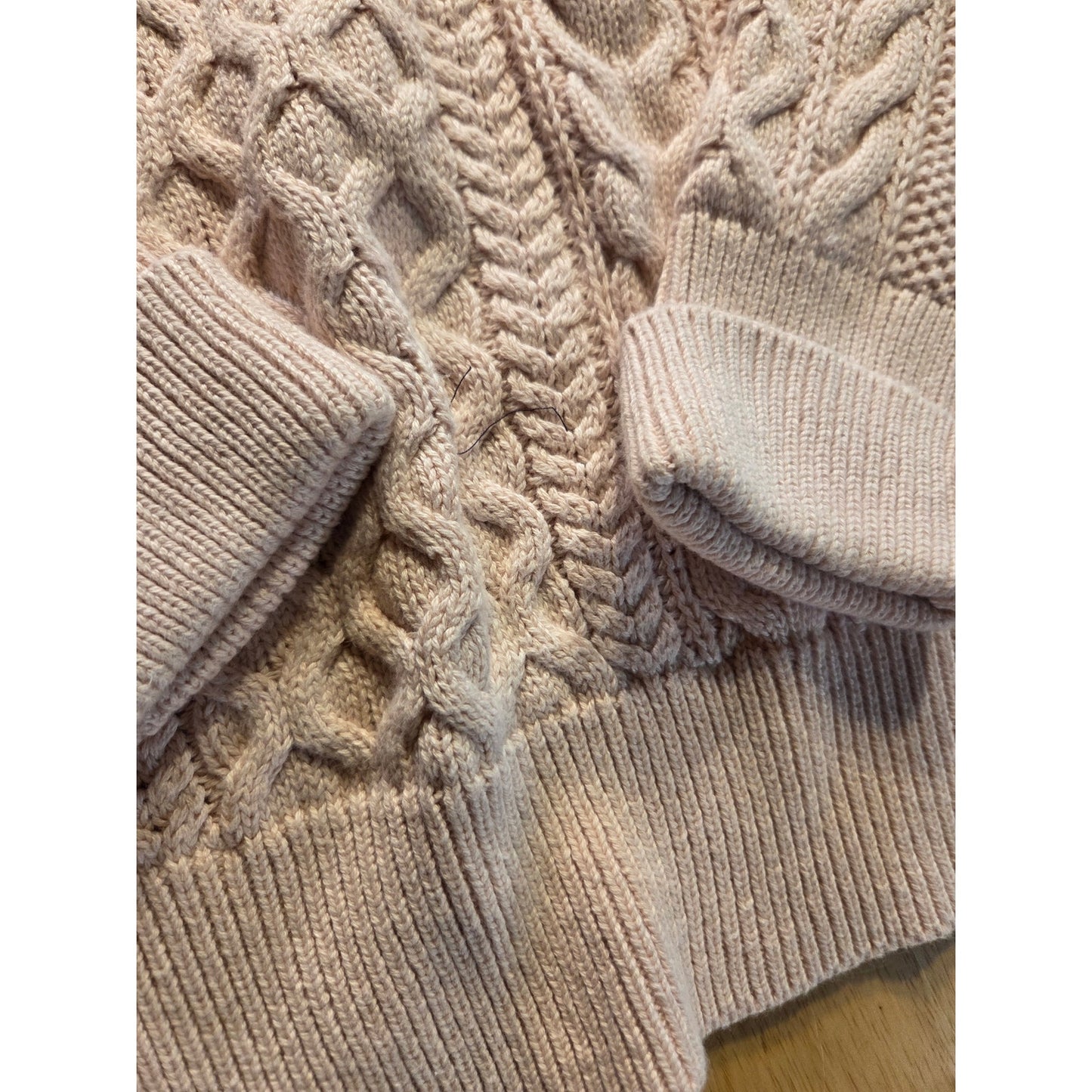 Gap Vintage Baby Pastel Pink Cable Knit Sweater Beautiful Petite Sm 100% Cotton