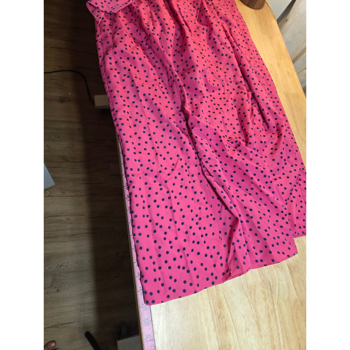 J Peterman Pink & Navy polka dot Maxi skirt size 6