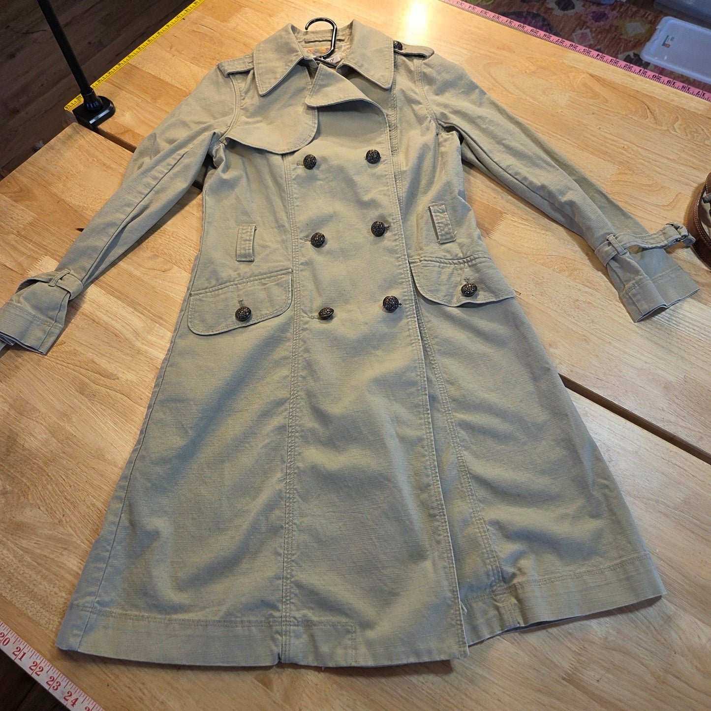 Orsay khaki denim double-breasted midi length trench Brown buttons 100% cotton