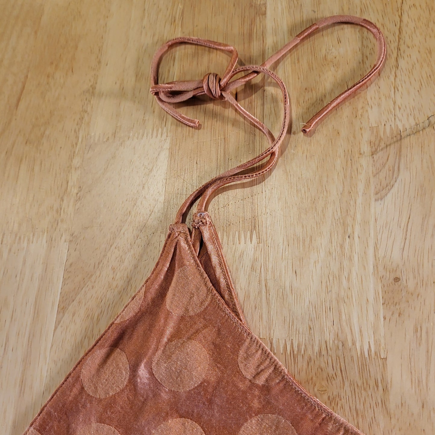 Victoria Secret Burnt Orange Cropped Polka Dot Satin Camisole sz XL