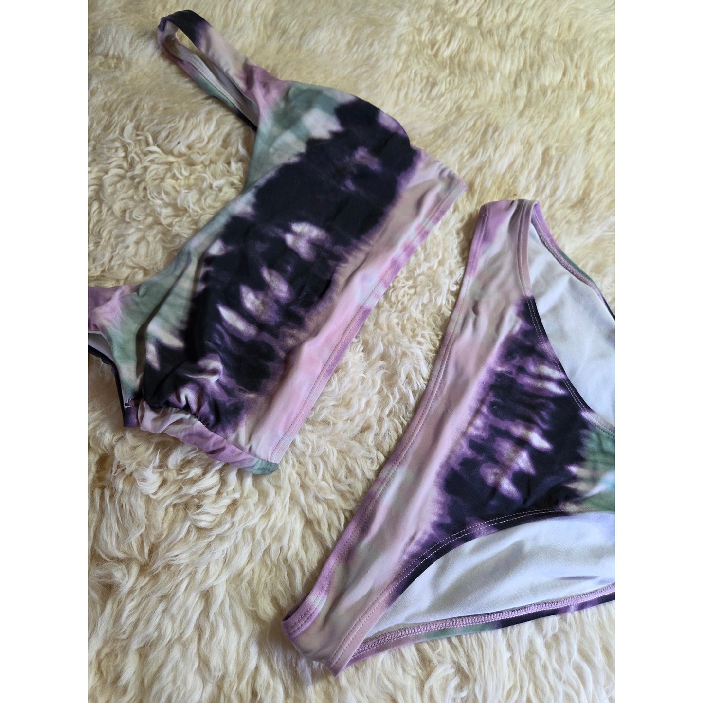 Truecraft Tie Dyed Bikini Purple Turquoise Small