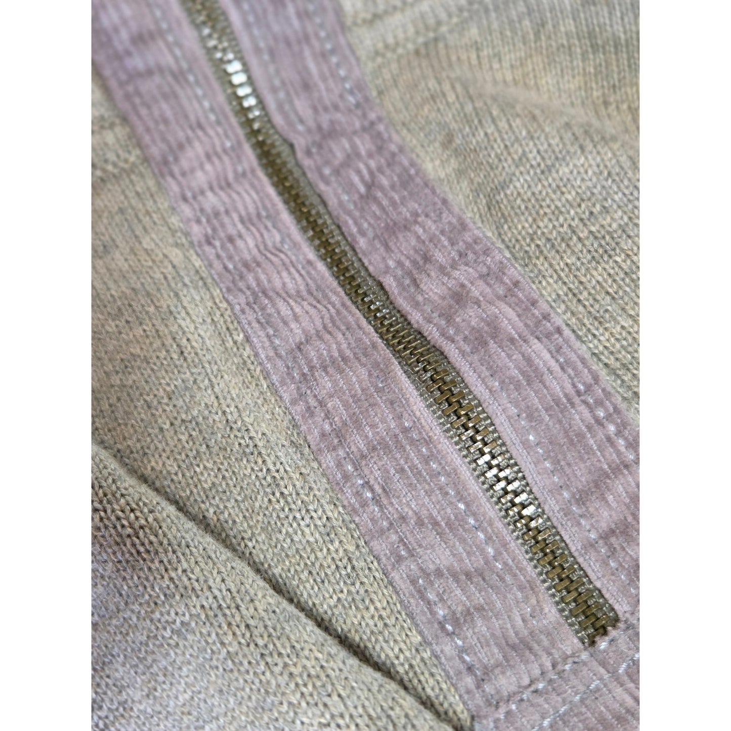 Cutter Buck Beige Brown Close  Knit 1/4 Zip Pullover Sweater 100% Cotton 25" p2p