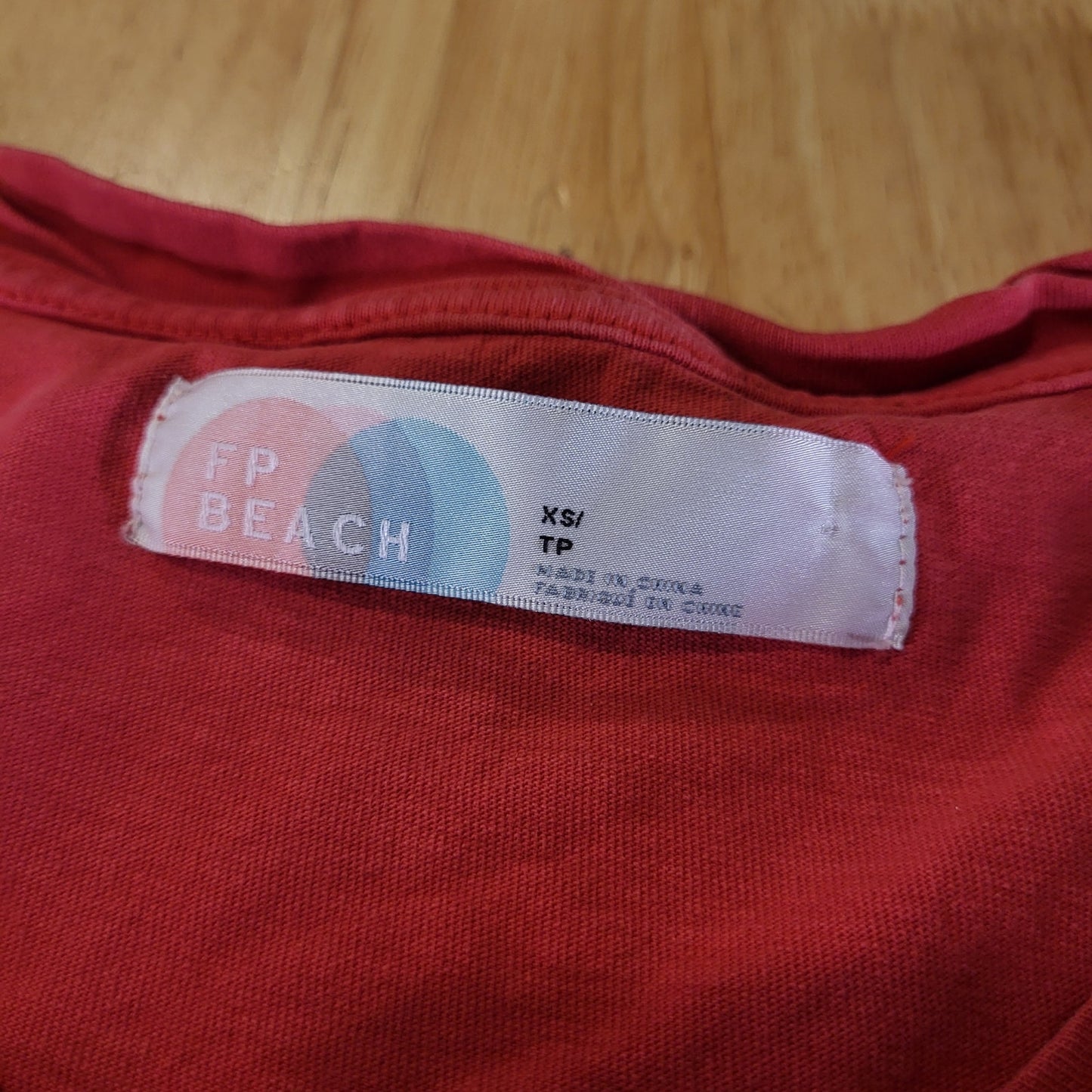Free People Beach 100% Cotton Jersey Red Ruffle T-shirt Extra Small