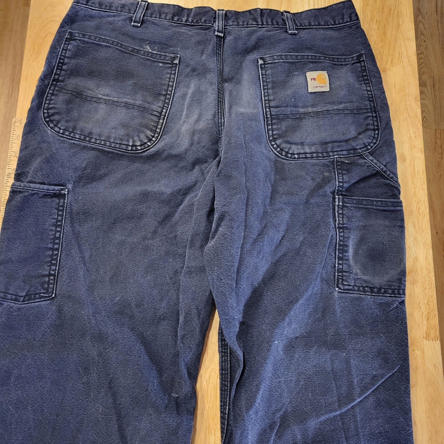 Carhartt Cat 2 2112 Fire Resistant Blue Work Pants 34x32 Lived In Distressing