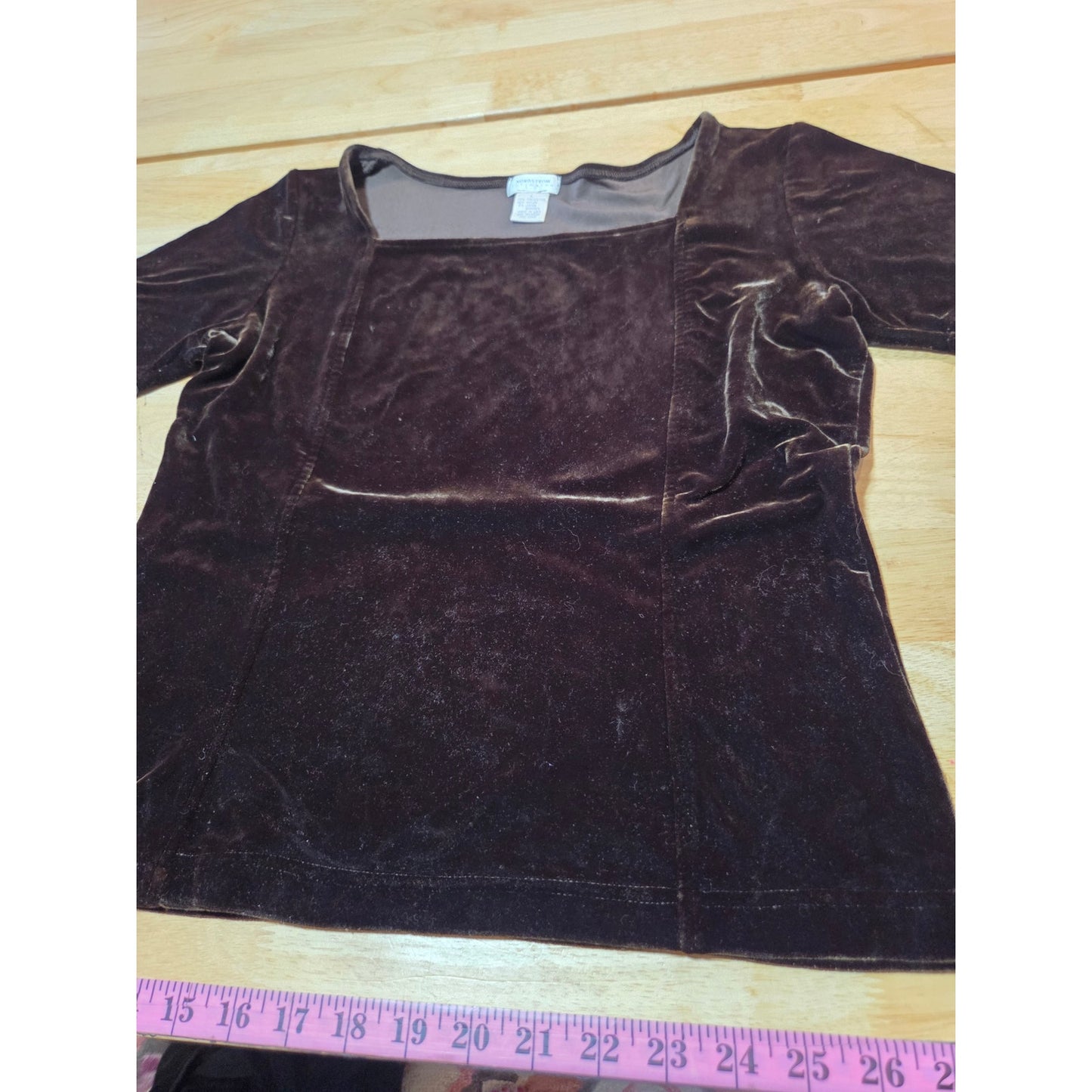 Nordstrom Intimates Brown velvet cap sleeve blouse large 19" p2p