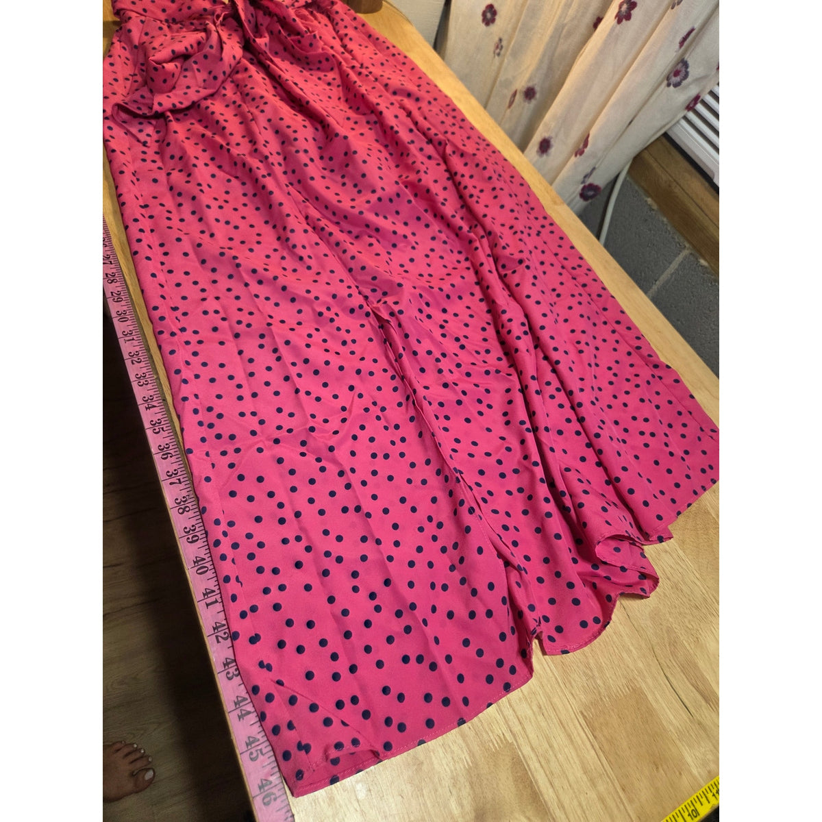 J Peterman Pink & Navy polka dot Maxi skirt size 6