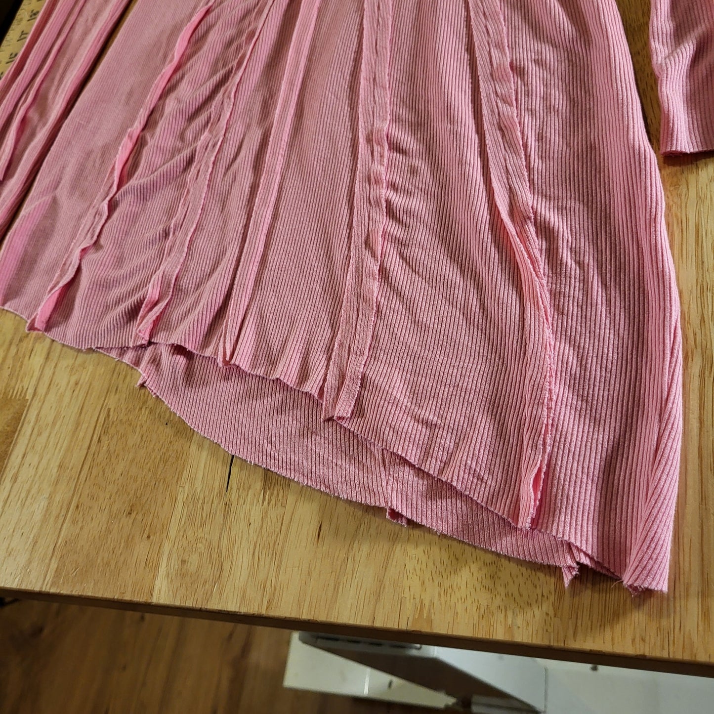 Finesse Pink Jersey Long Sleeve Asymmetrical Hem Stretch Crew Neck