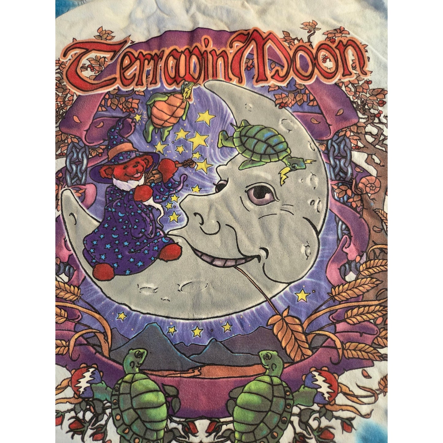 Vintage Liquid Blue Tie Dyed The Grateful Dead Terrapin Moon Sm Purple Blue