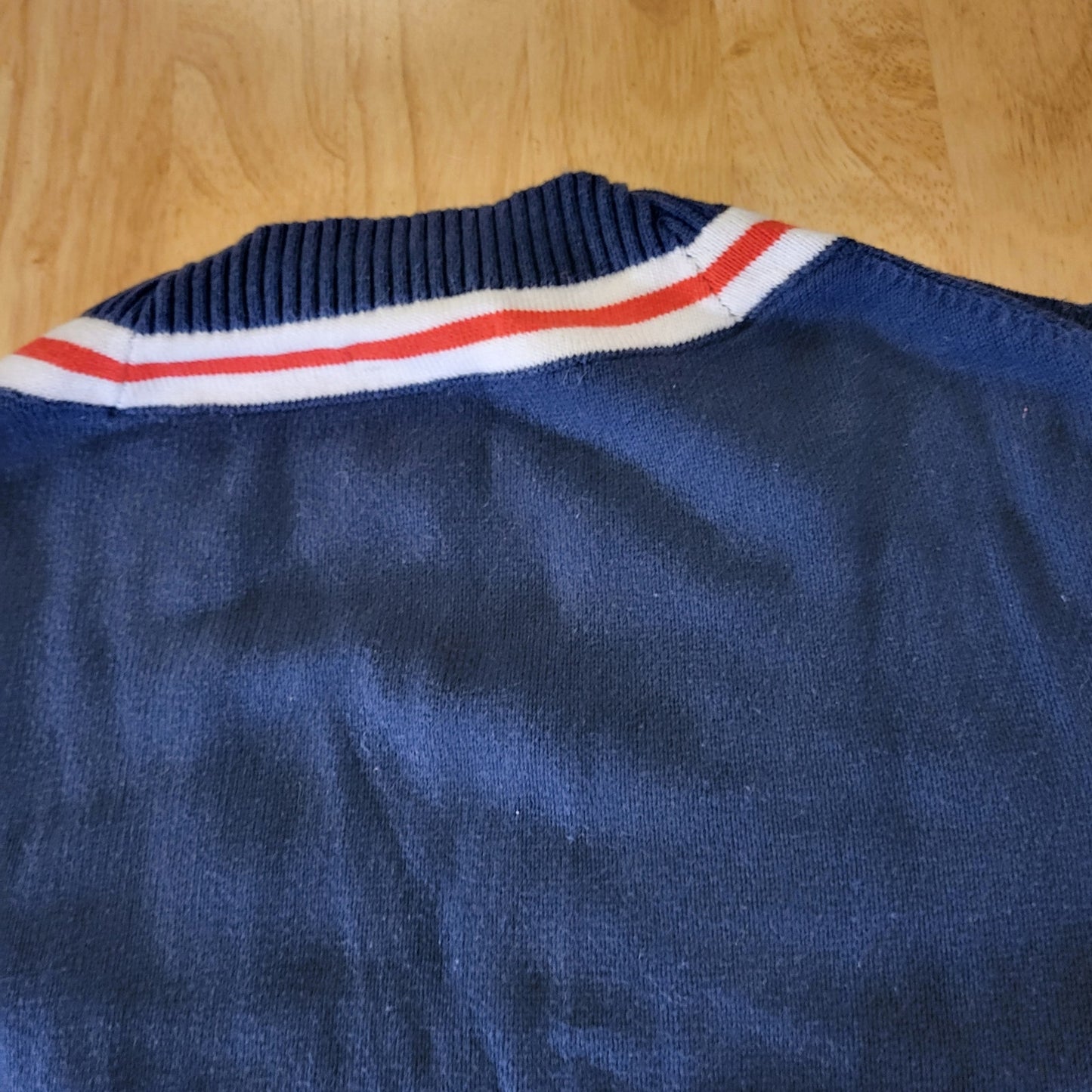 Tommy Hilfiger Collegiate Cardigan Monogram  Red Stripe Blue Gold Button L