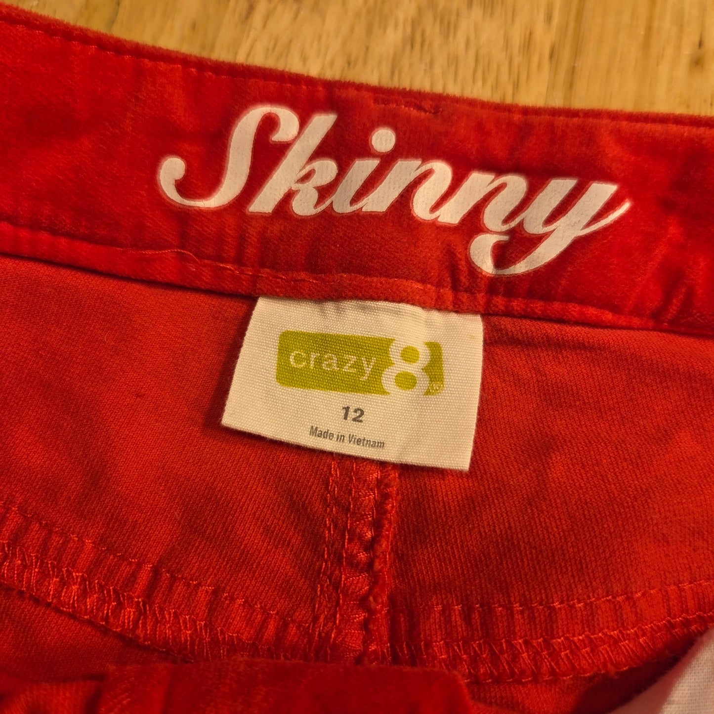 Crazy 8 Skinny red jeans size 12 kids velvet