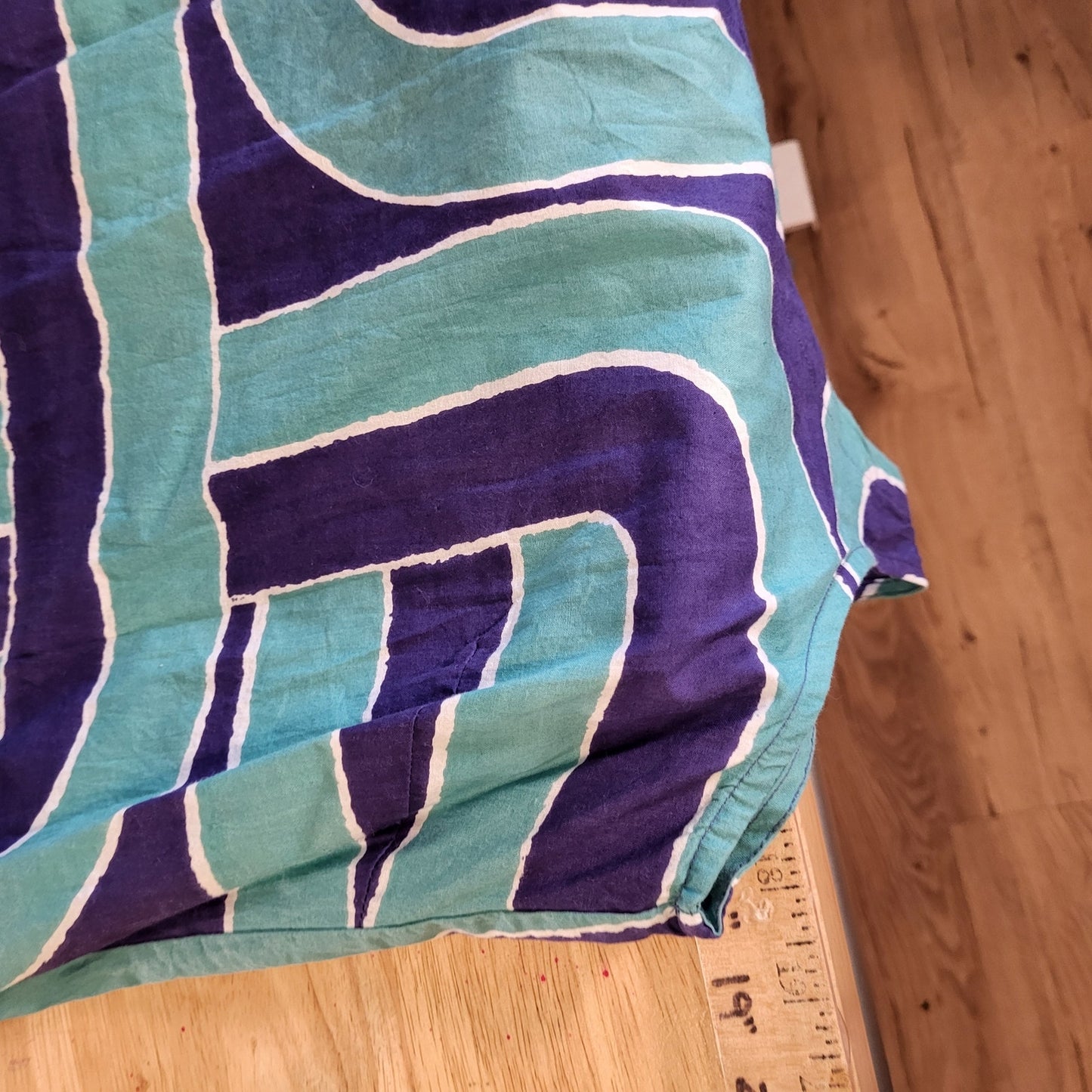 Two Danes Cotton Sleeveless Midi Pocket Blue Geometric Print Button Back xs
