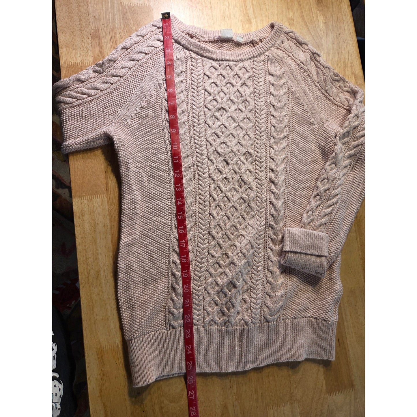 Gap Vintage Baby Pastel Pink Cable Knit Sweater Beautiful Petite Sm 100% Cotton