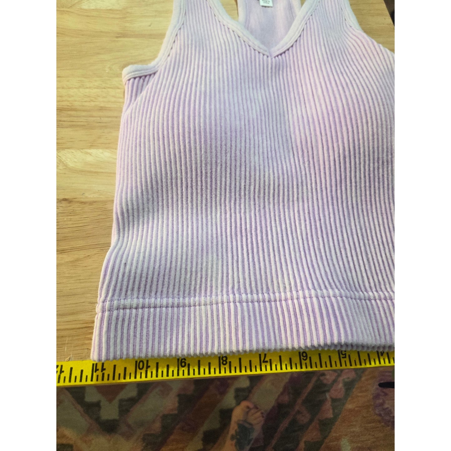 Zenana size large pink v-neck ribbed tank bralette sleeveless midriff lined