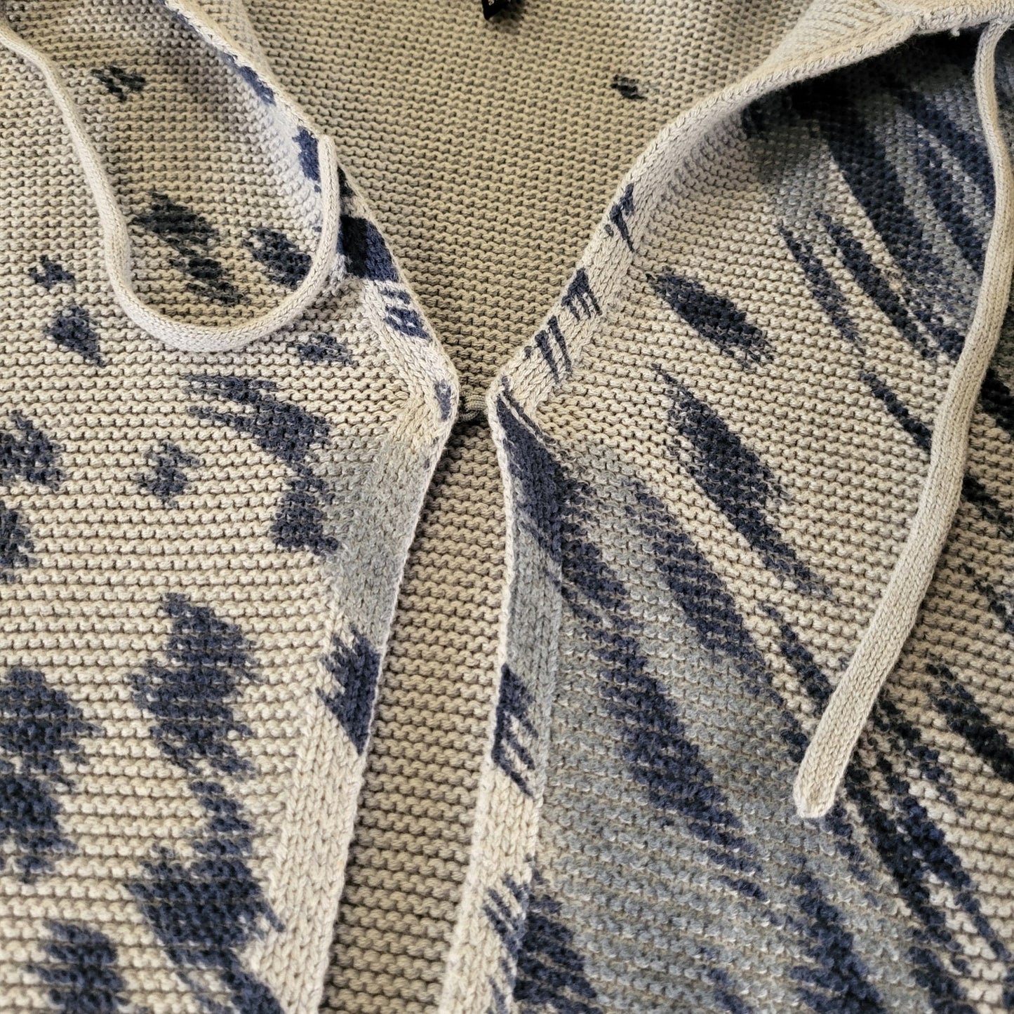 FDJ Blue Animal Print Knit Hooded Long Sleeve Sweater Small