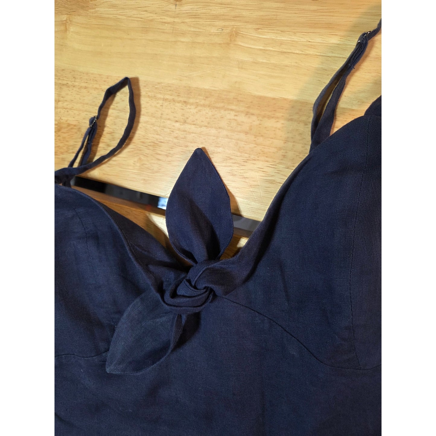 J.Crew size 6 navy blue sleeveless wide leg jumpsuit elasticated Pockets cotton