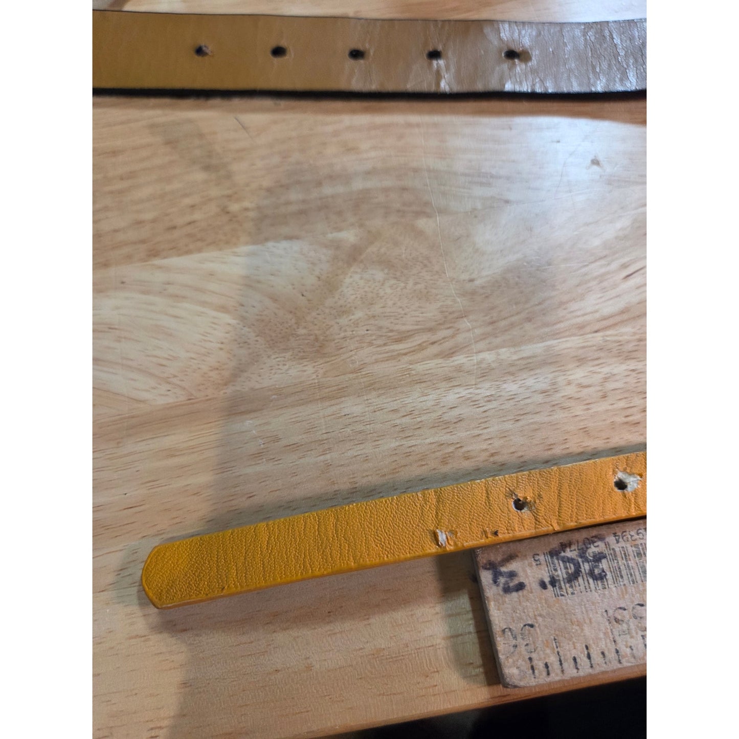 Mustard Yellow Skinny Belt With Silver Toned Feather Buckle 41"