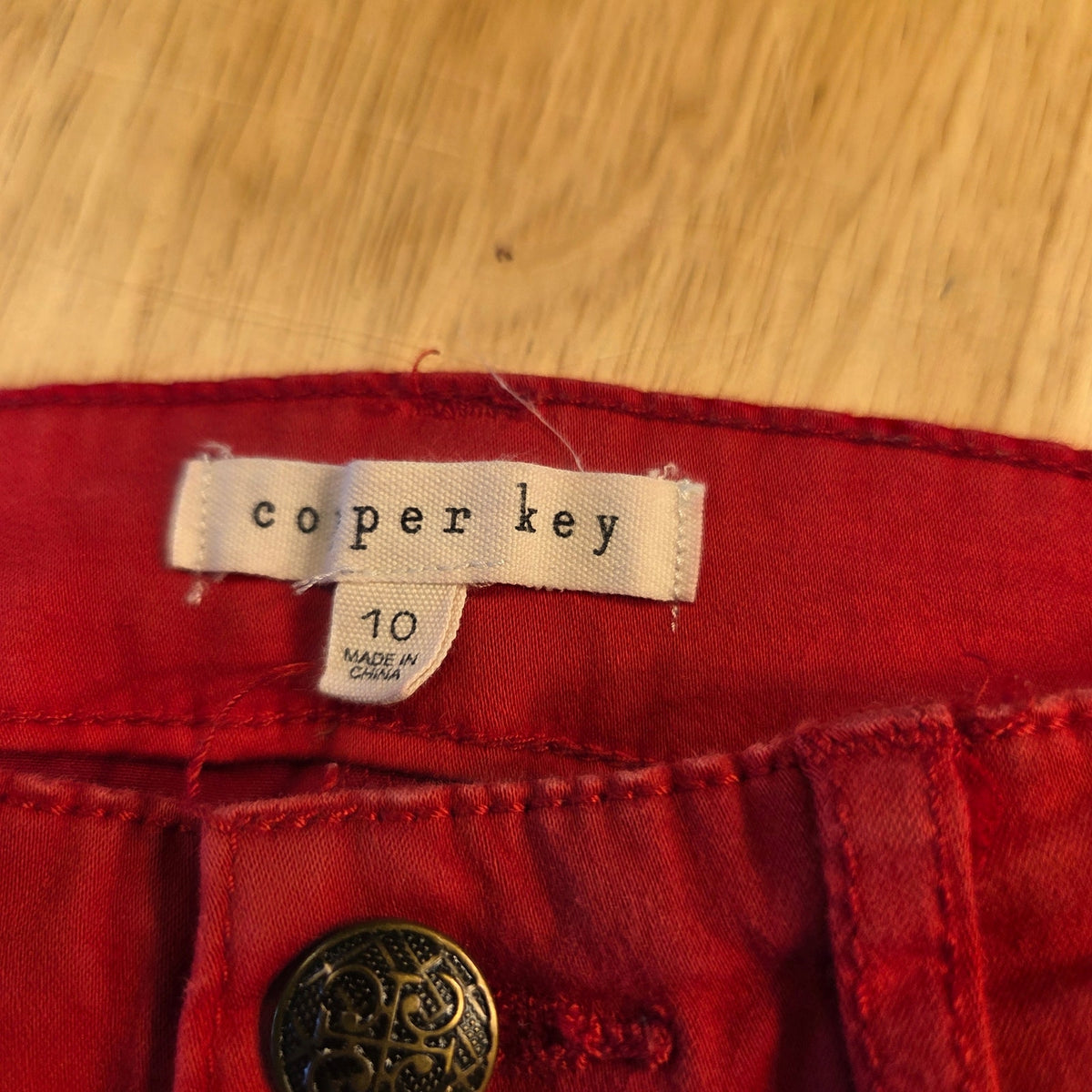 Copper Key Red Size 10 Straight Leg Skinny Jeans 10" Rise 24" Waist