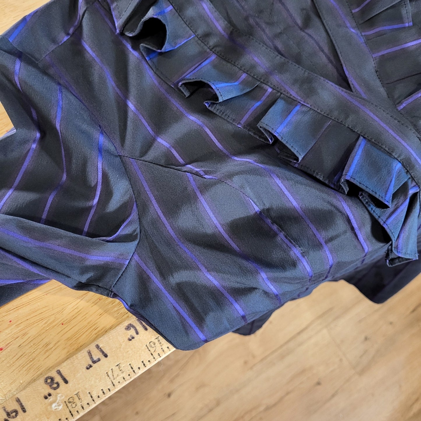 Express Design Studio Black Girlboss Purple Striped Pleated Collar Side Zip XS
