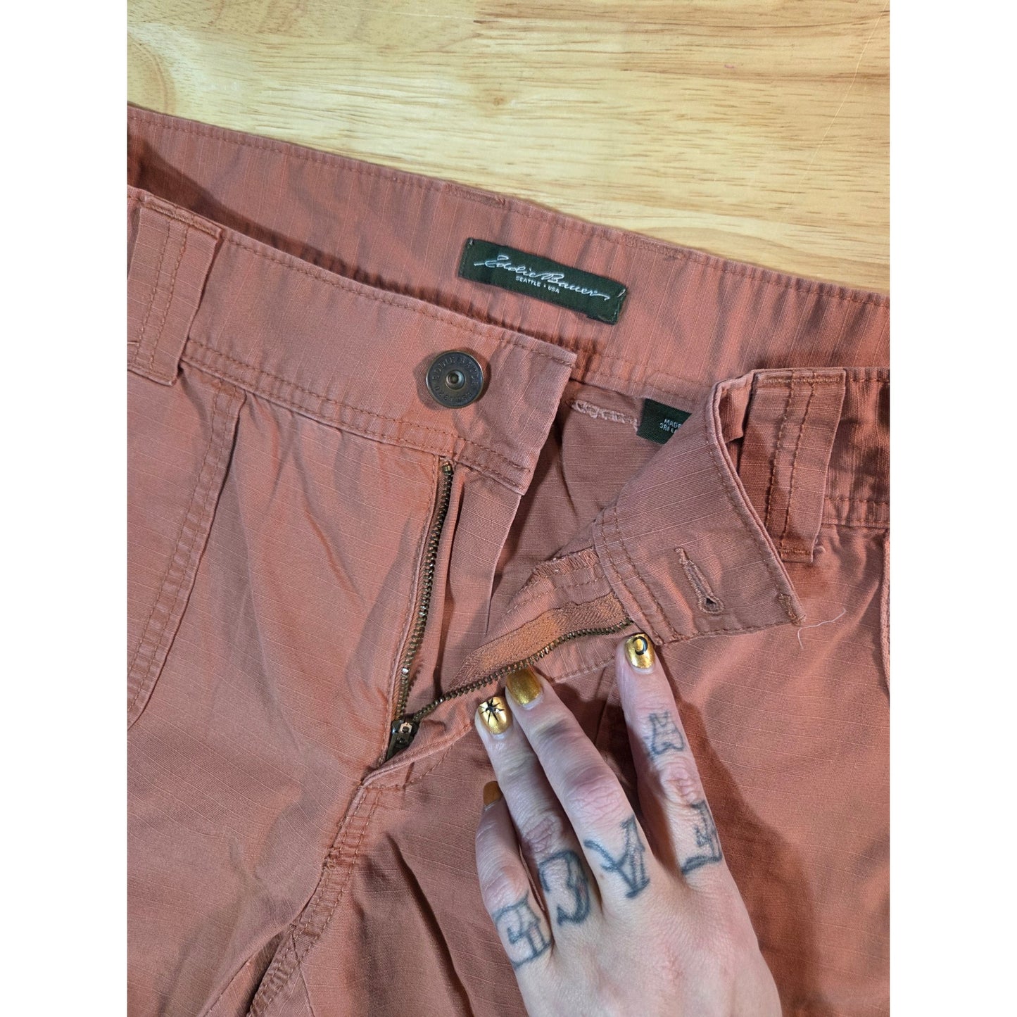 Eddie Bauer women's size 8 Pedal Pusher pants pockets cotton drawstring