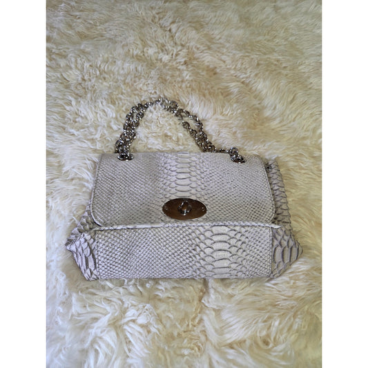 Doncaster Made IN Italy GRAY Alligator Bag Silver Chain Hardware 8" X 12"