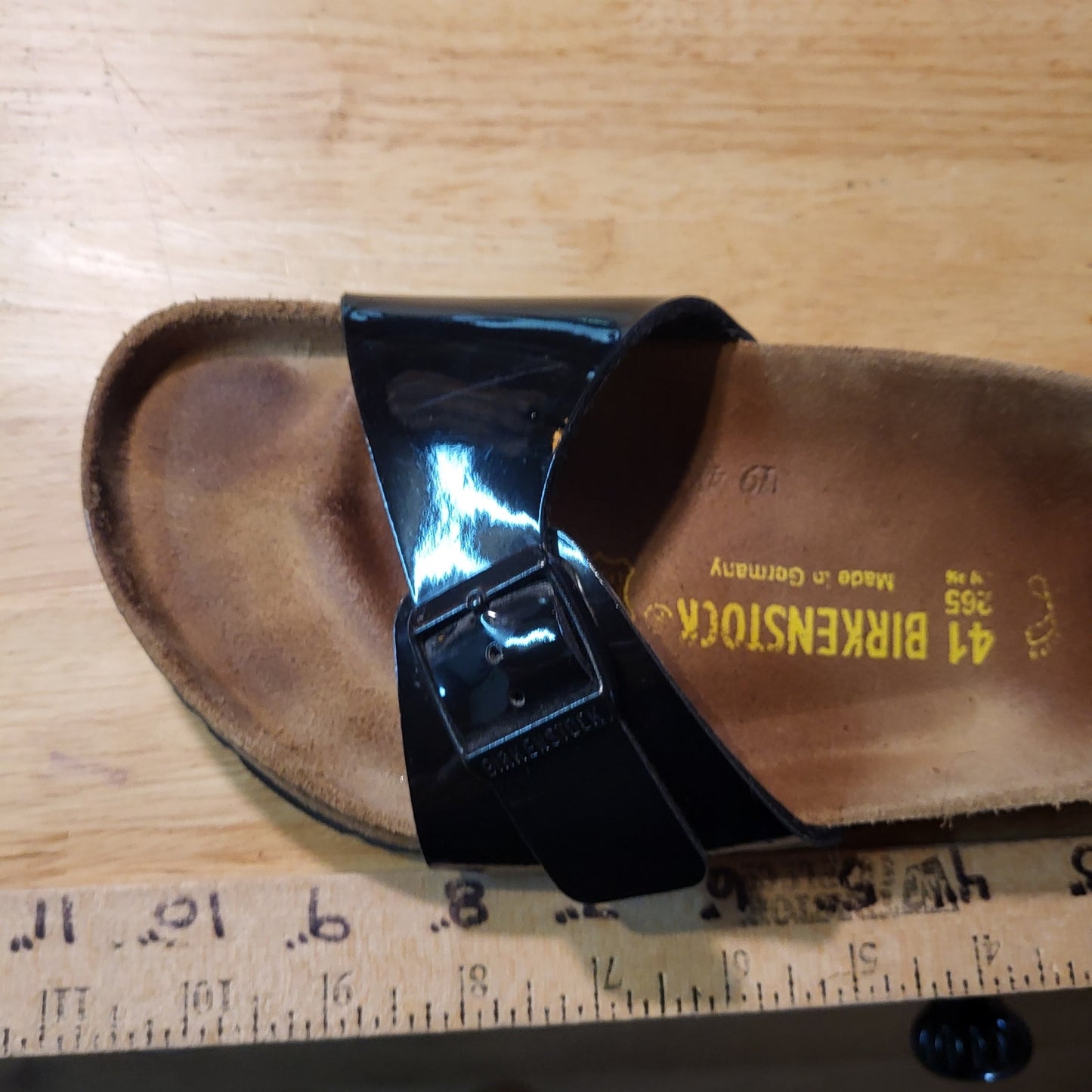 Birkenstock Black Pattern Leather Size 41 Leather Good Condition