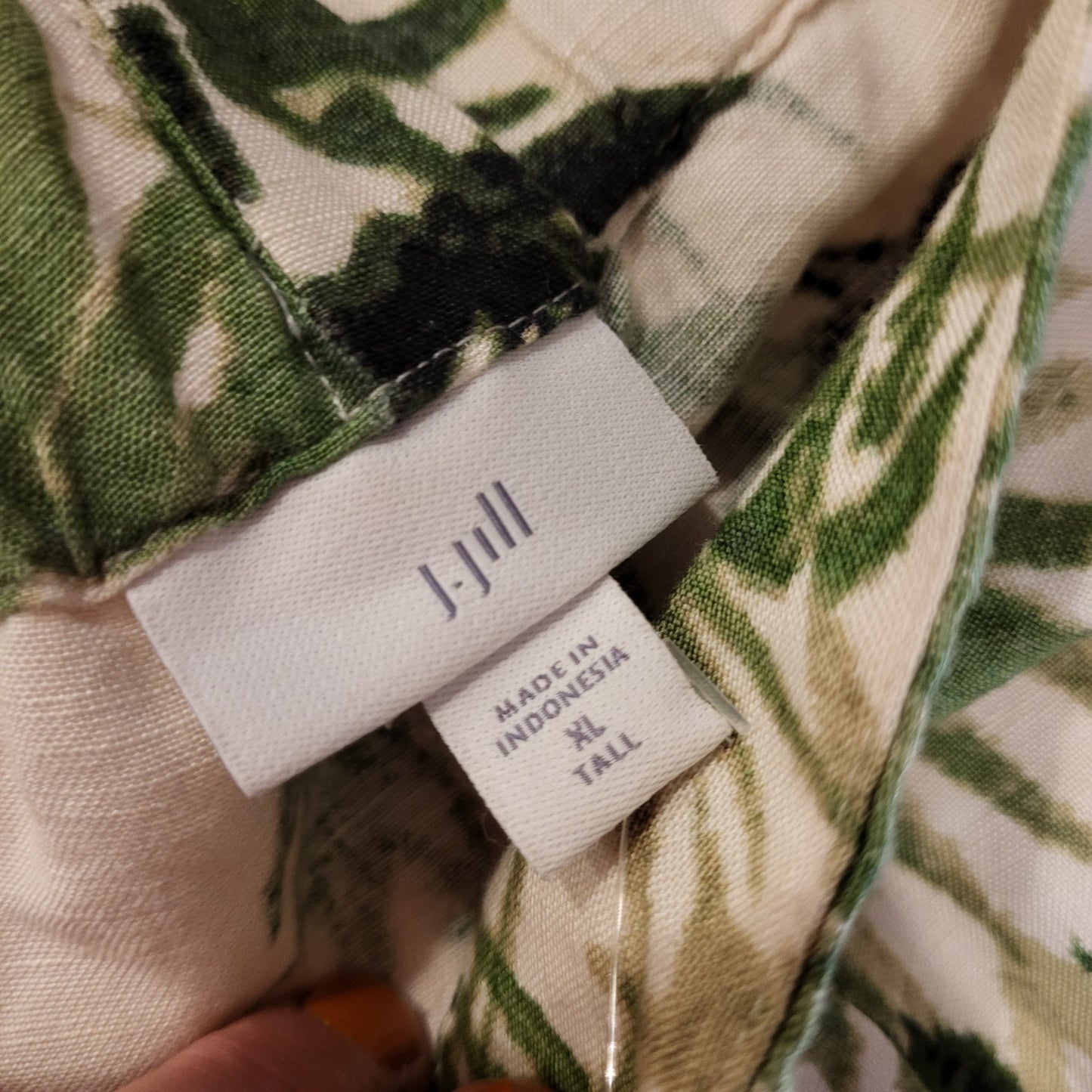 Nwt J. Jill Botanical Print Elastic Waist Wide Leg Nylon Blend Trousers XL Tall