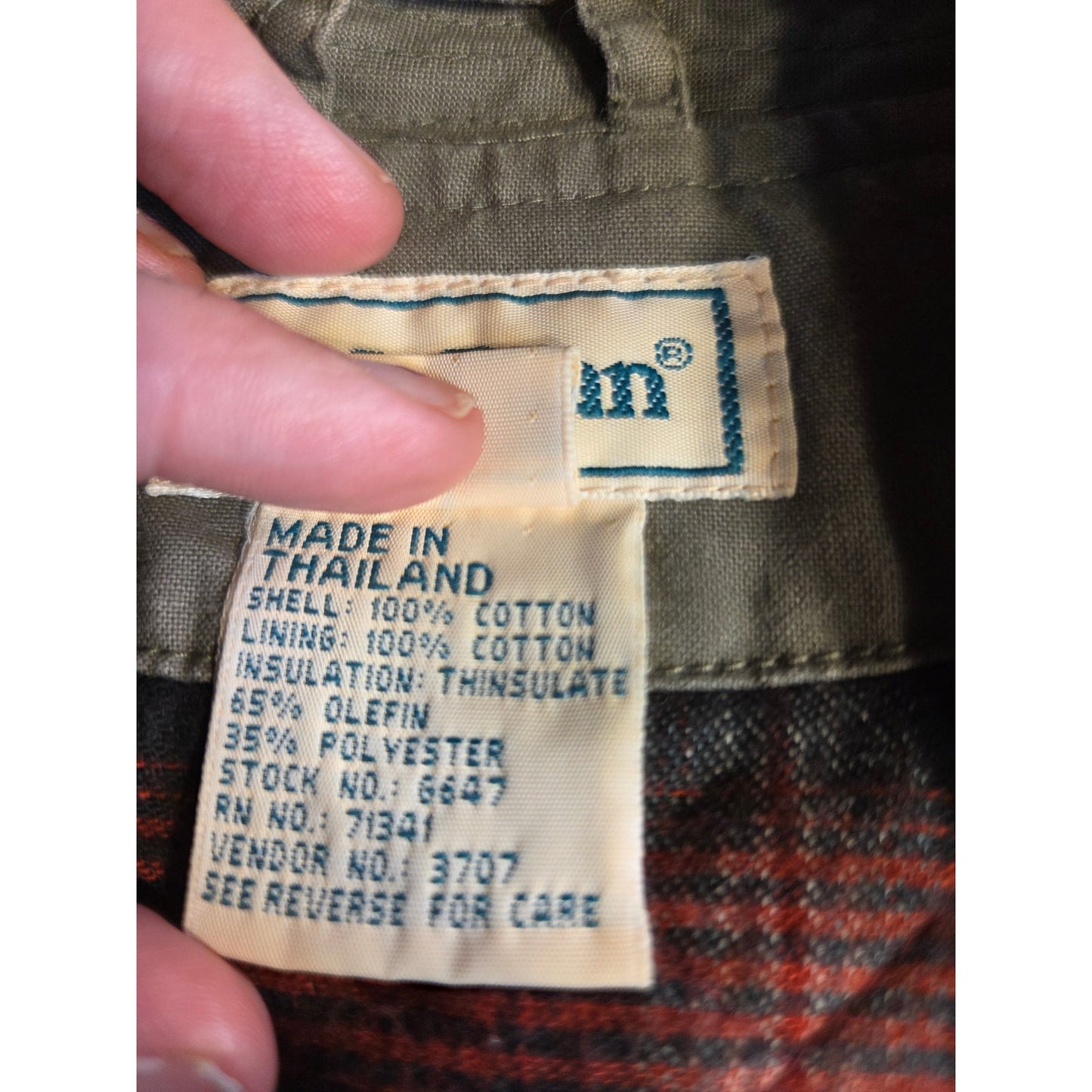 L. L. Bean Vintage Flannel Lined Army Green Hunting Vest 100% Cotton SZ Medium