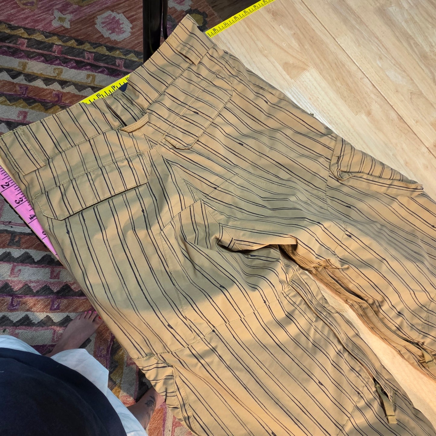 Burton Sean White Collection khaki pinstripe kids snowboard pants large pockets