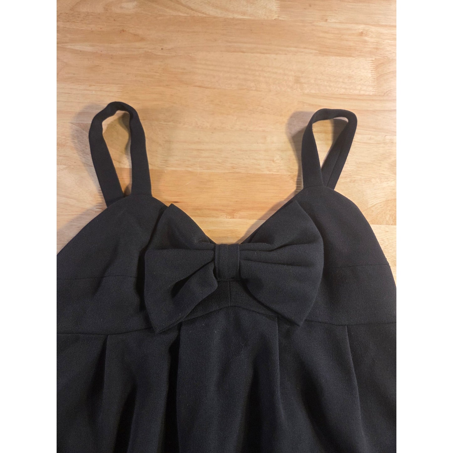 Sara Campbell Little Black Dress Adjustable Straps Floral Detail Size 6