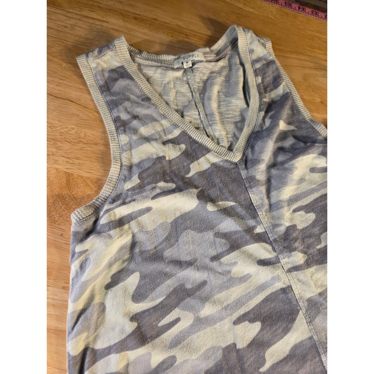 Z Supply Jersey camouflage t-shirt dress v-neck sleeveless green khaki medium